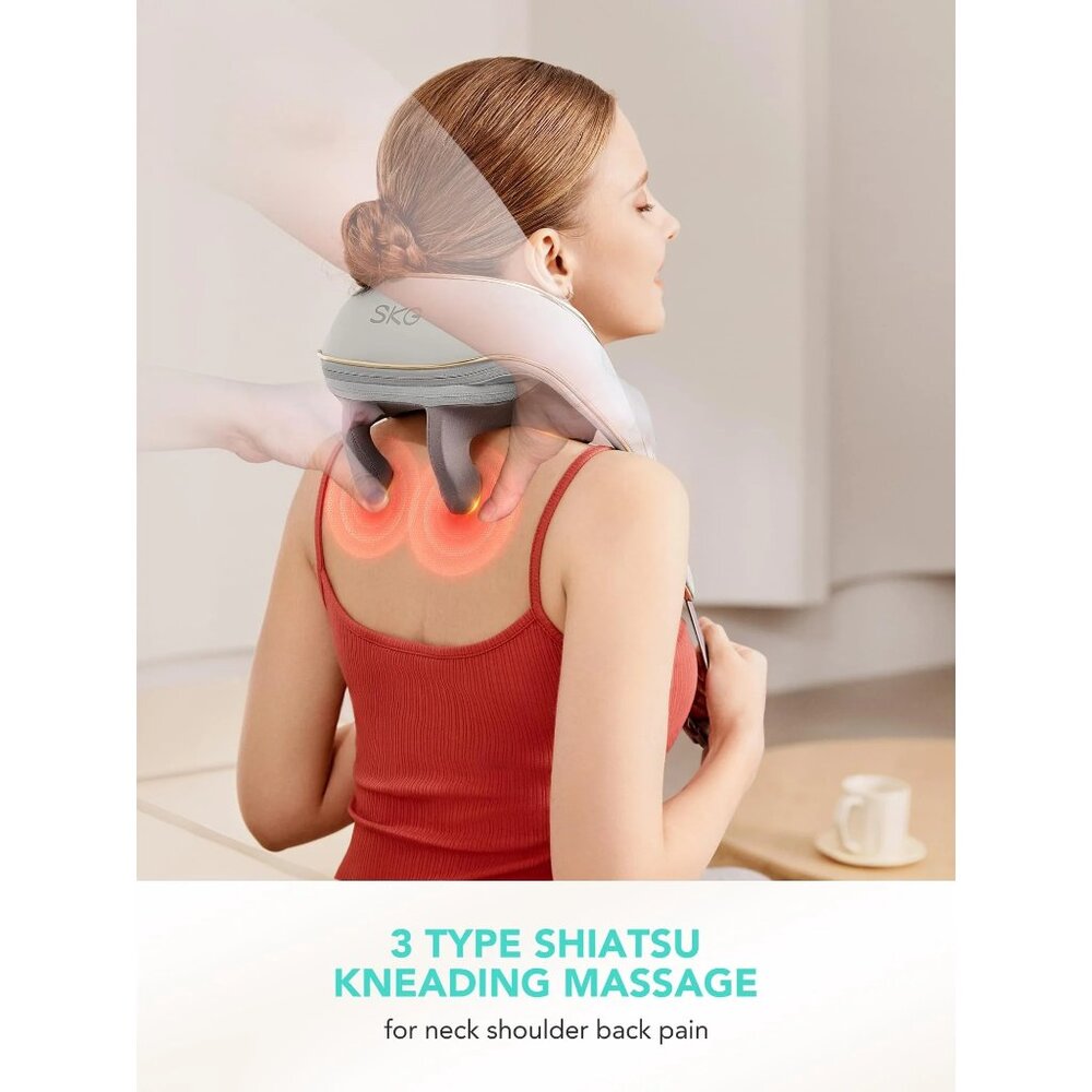 SKG H5 Mini Neck Massager for Pain Relief, Cordless with Heat,Shoulder Massager